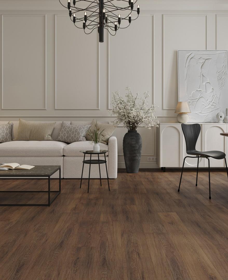 Кварцвиниловая плитка Alpine Floor клеевая Easy Line Дуб Казимир ЕСО 3-40 1219,2×184,15×3 фото в интерьере